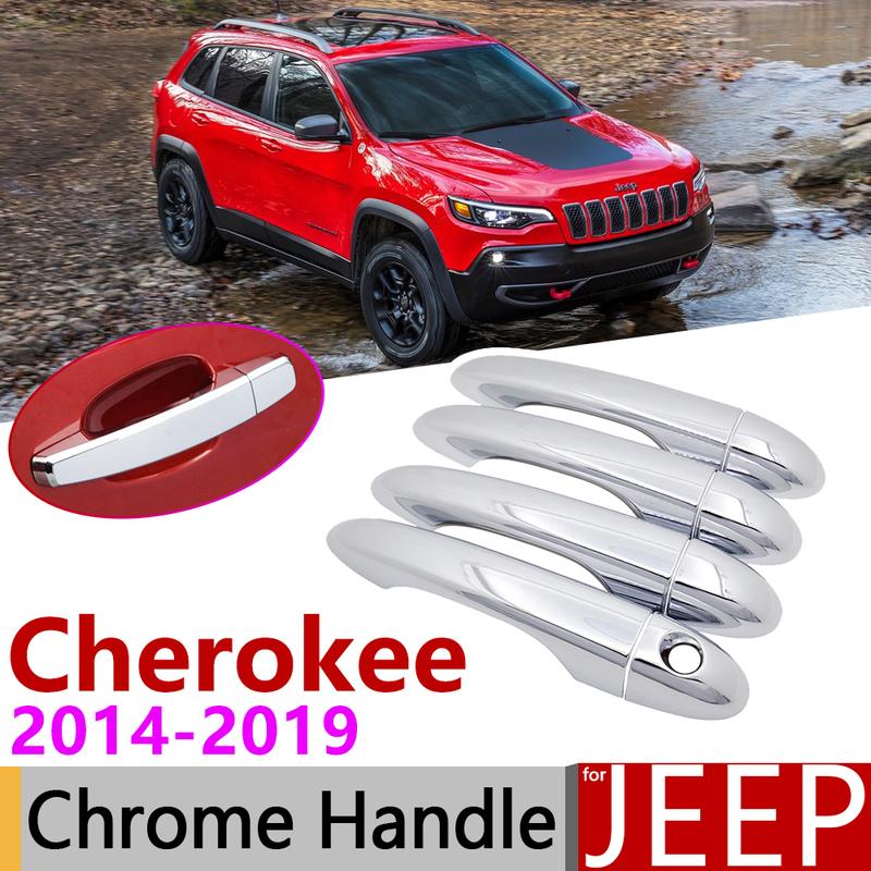 for Jeep Cherokee KL 2014~ Chrome Exterior Door Handle Cover Car Accessories Stickers Trim Set of 4Door 2015 2016 2017 2018