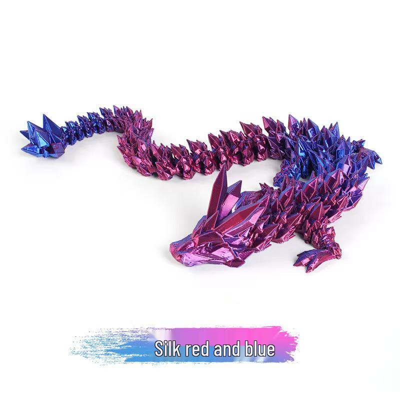 3D Printed Luminous Dragon Toy: Chinese Dragon with Egg, Fully Articulated, Creative Crystal Design for Kids