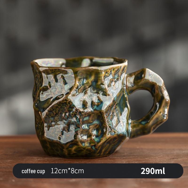 Hammered Pattern Tenmoku Glaze Ceramic Mug with Handle | Personal Tea or Coffee Cup Other