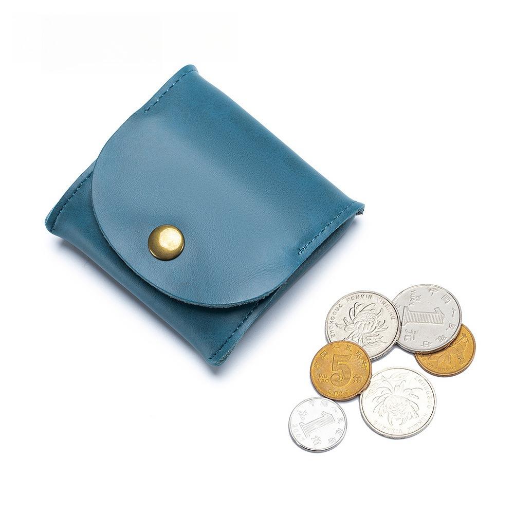 Leather Japanese-style Small Money Bag, Cowhide Coin Bag, Mini Earphone Bag.