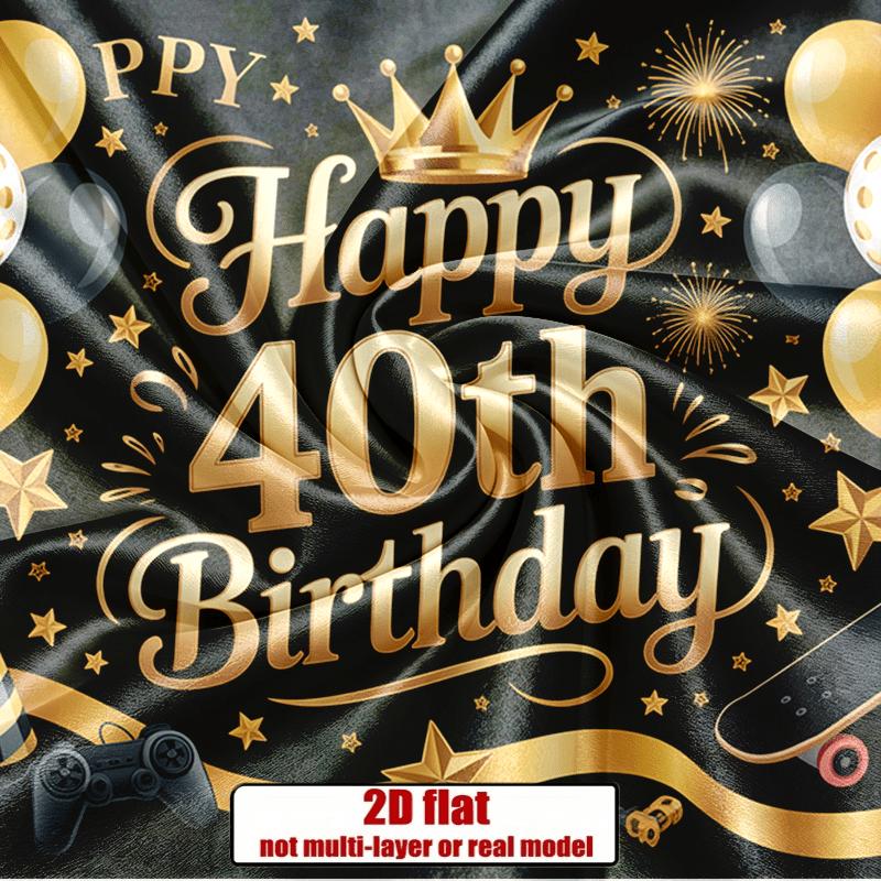 Party Backdrop 40Th Birthday Stars Crown Sparkle Flat Parties Balloons Golden Numbered Celebration Photo Booth Front Door Decor