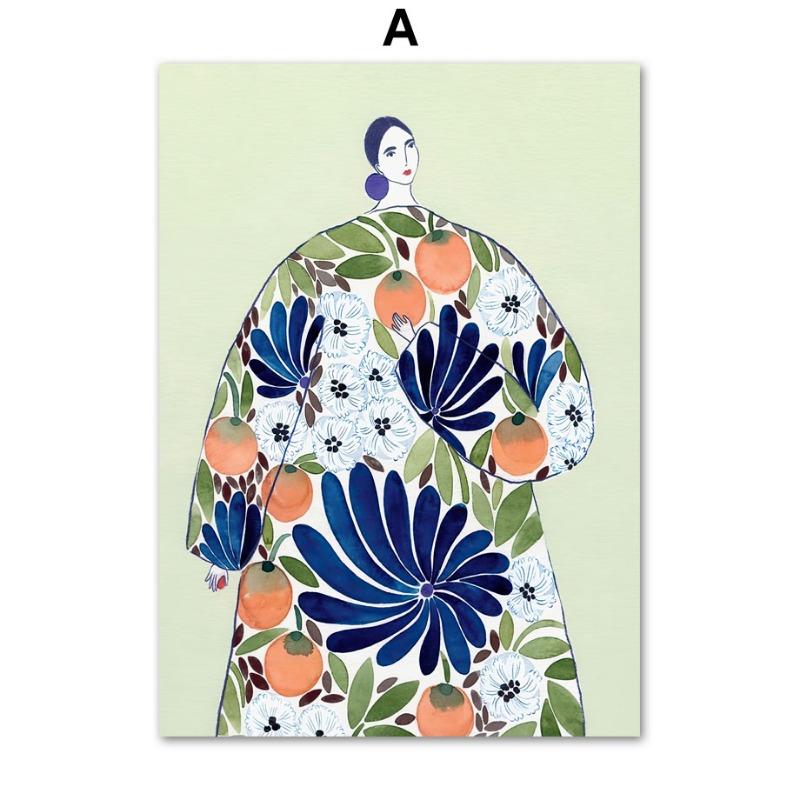 Boho Tulip Vase Woman Flowers Abstract Vintage Posters Prints Wall Art Canvas Painting Club Bar Wall Pictures Living Room Decor