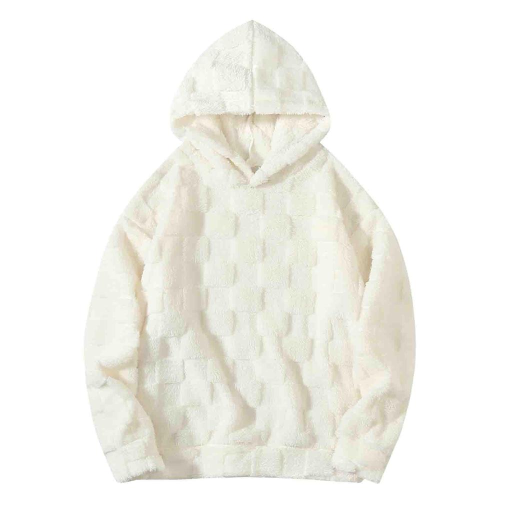 Plaid Loose Winter Plush Hoodie Casual Plus-size Coat For Men