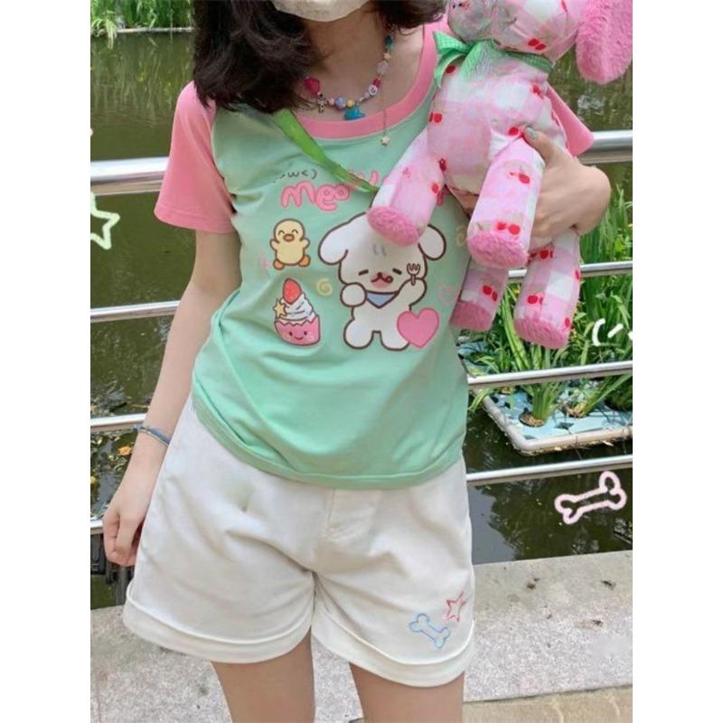 Y2k Emo Summer Women Korean Japanese Harajuku Short Sleeve Egirl Anime T-shirts Aesthetic Oversized Kawaii Tshirt Tops Clothes