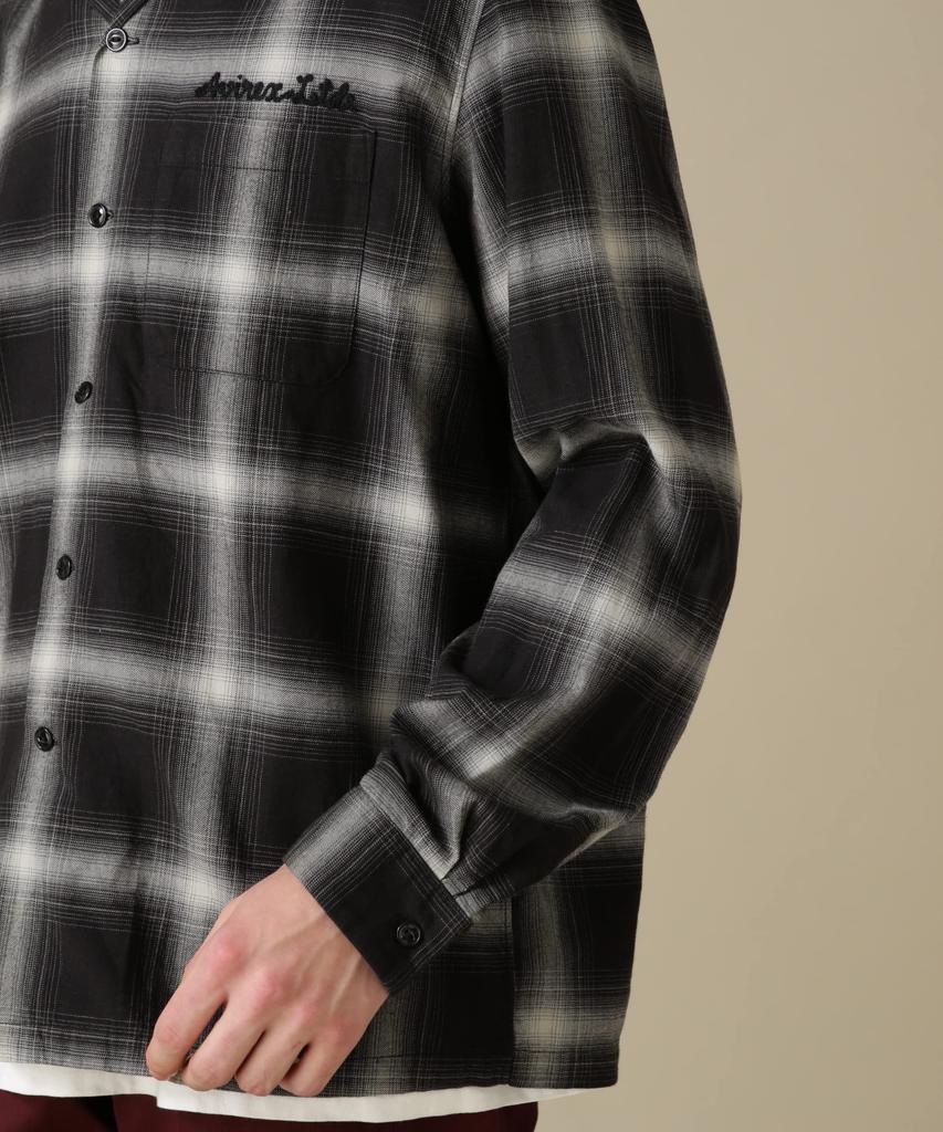 Avirex Long Sleeve Cotton Linen Ombre Size Light Size Size Men's Shirt, XL, Gray, 023, 783-3120014, L/S/C/L, A/DINER.