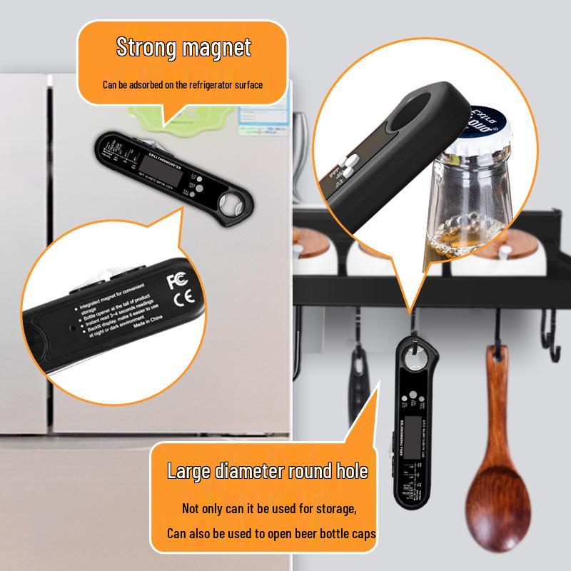 Zweikanaliges 3-in-1 Falt-Grill- & Fleischthermometer - Kabelgebunden, Lebensmittelechte Sonde