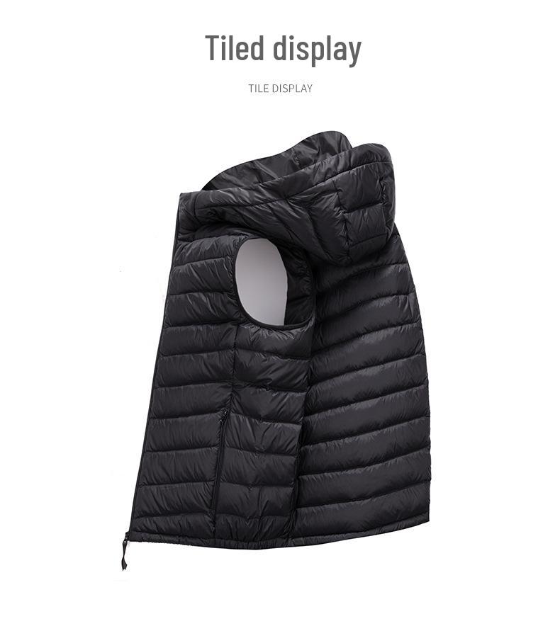 Men's Lightweight Down Vest - Sleeveless, Stand Collar, Short Style, Warm White Duck Down, Autumn/Winter Collection.