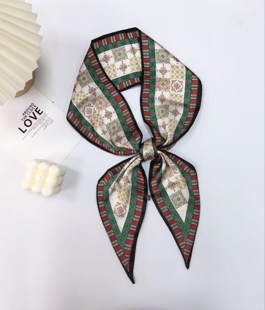 Luxuriöser Damen Lang Seidenschal Weiblich Tier Pferd Druck Dünner Schmaler Schal Tasche Haarband Band Schals Damen Halstuch