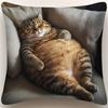 Fat Cat Lying Down Print Pillowcase - Perfect for Living Room and Bedroom Decor, Ideal Holiday Gift (Pillow Insert Not Included)