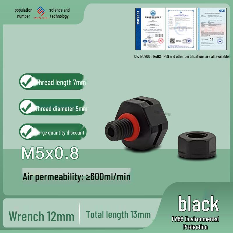 M12 Waterproof Breathable Nylon Automatic Vent and Pressure Relief Valve for Fermentation