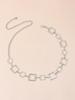 1pc Women's Square Metal Waist Chain, Engraved Hollow Out Belt, Fashion Body Chain for Dresses & Jeans