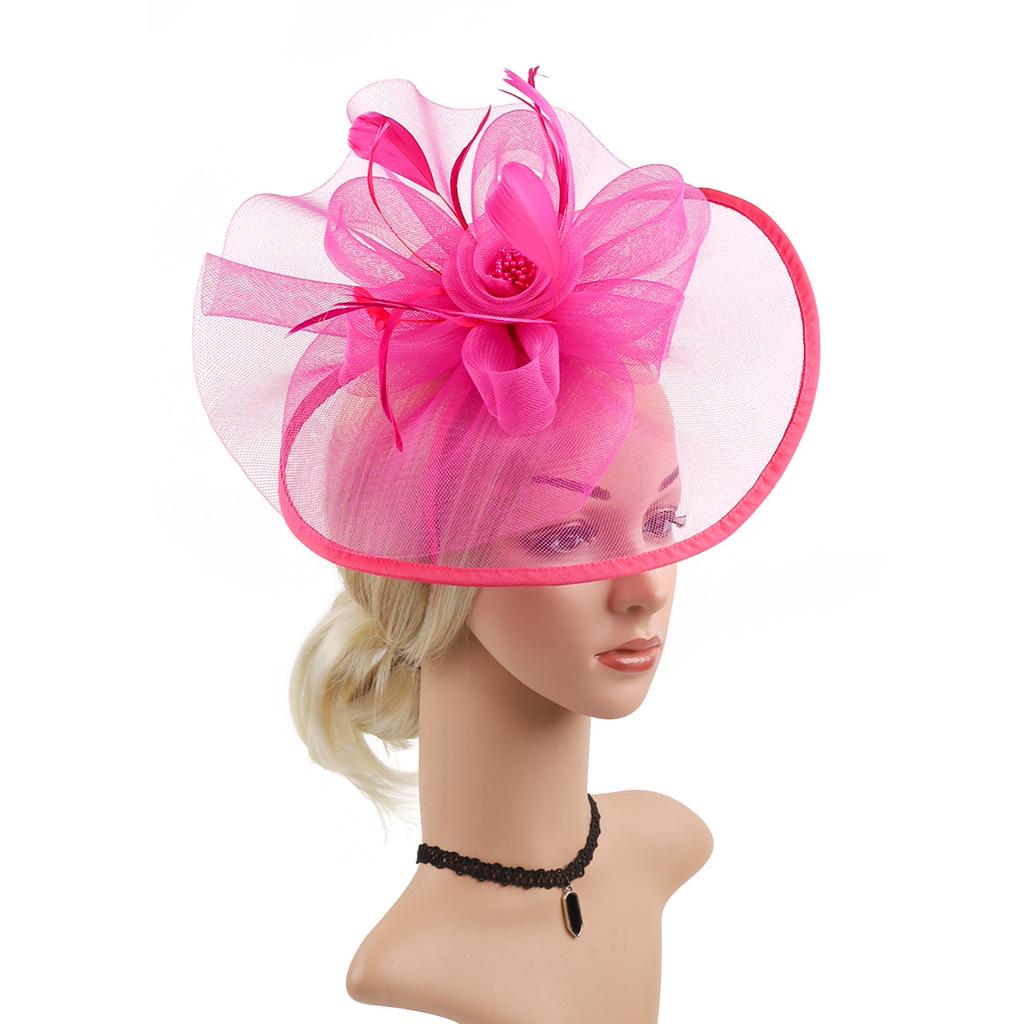 European and American New Bridal Headgear Mesh Feather Headband Party Ball Top Hat Jockey Club Retro Hair Accessories