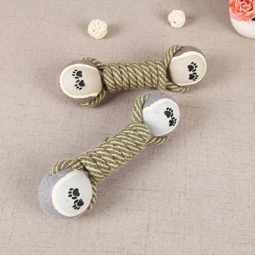 Pet Chew Toy Cotton Rope Tennis Dumbbell Ball Dog Interactive Toy Pet Playing Supplies