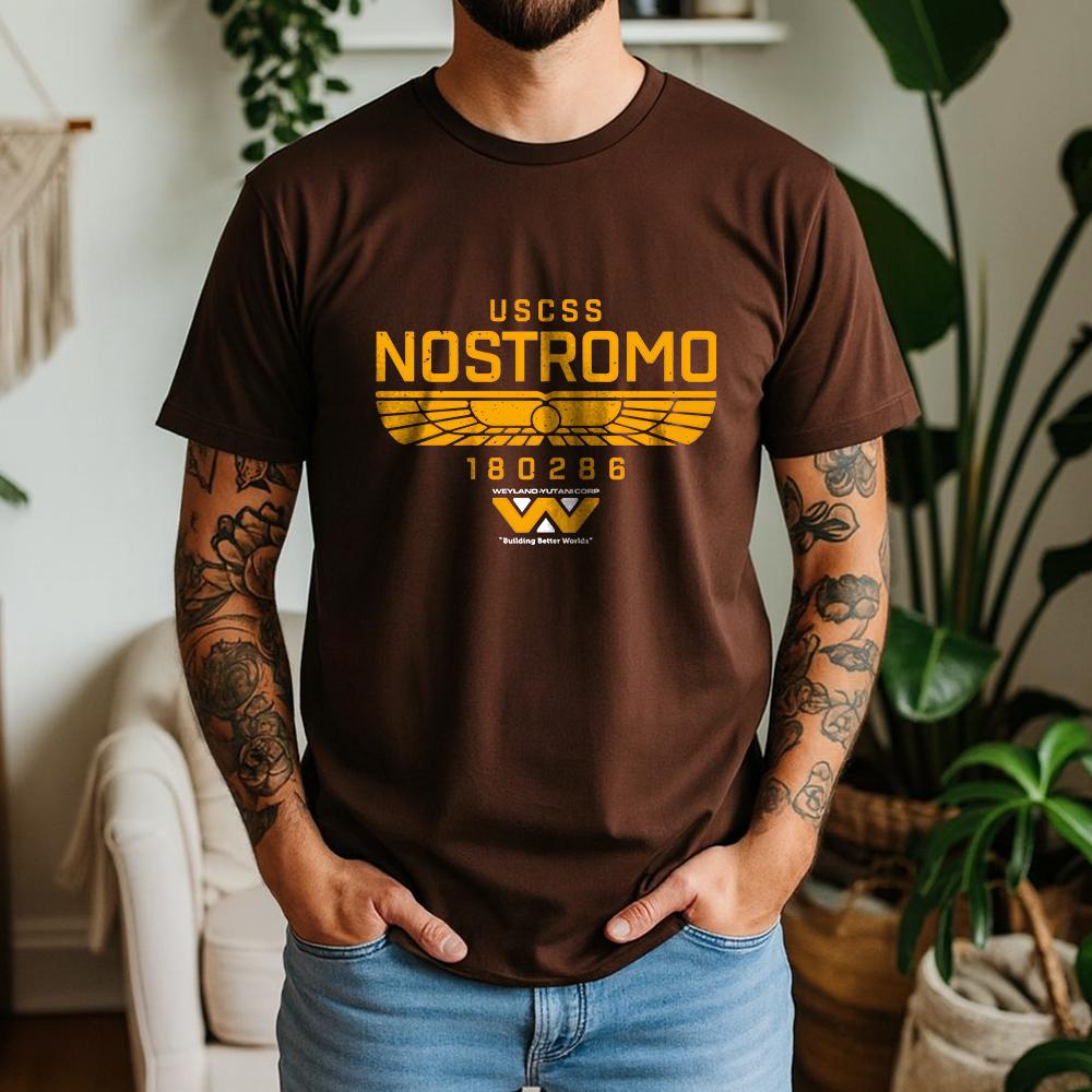 cotton t-shirt 2026 Summer 100% Cotton USCSS Nostromo Graphic Oversized Tee Nostromo Alien Sci-Fi Retro Themed Short Sleeve