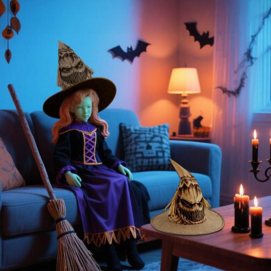 Halloweenský klobouk strašáka slámový klobouk čarodějnice Halloweenská párty Cosplay kostým pro muže ženy Doplněk ke kostýmu