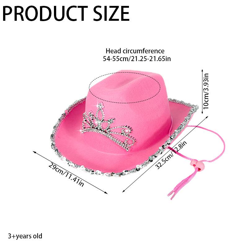 Pink Cowgirl Hat Tiara Cowboy Hat Dress Up Costume Clothes for Kids Pretend Play Party Favors Western Cowboy Hat for Boys Girls