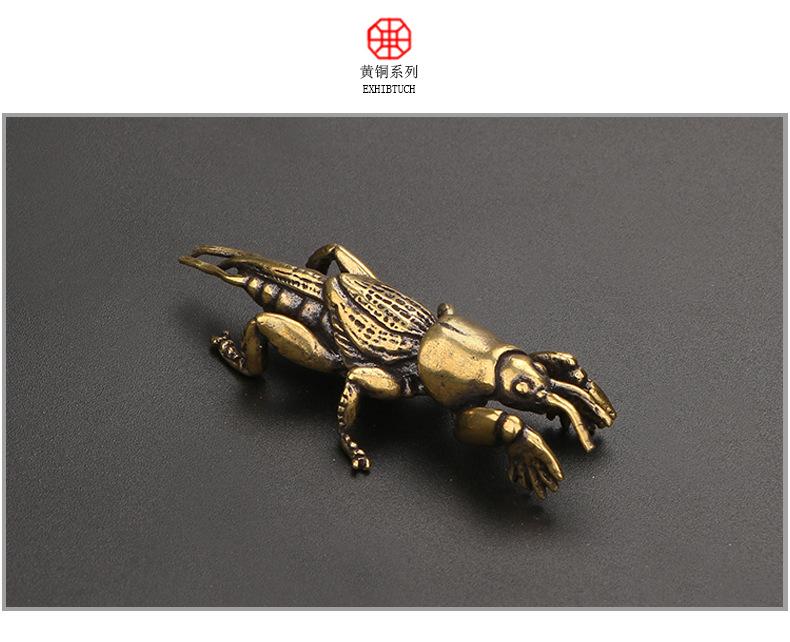 Brass Insect Figurines Miniatures Tea Pet Ornament Pure Copper Field Cricket Statue Desktop Decoration Collection Crafts Decor