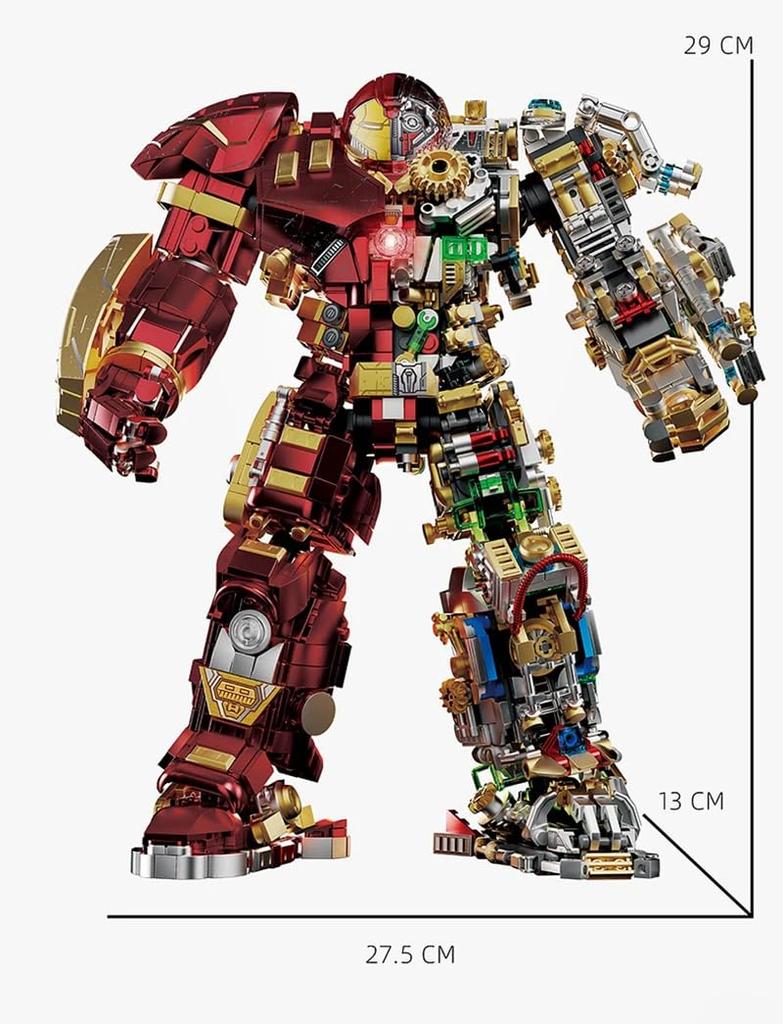 Zmart Iron Hero Block Action Figure Mark Building Set (2700+ pieces) - Buster Mech Mech Suit Block Robot Man Armor Building Set - Large Model with LED