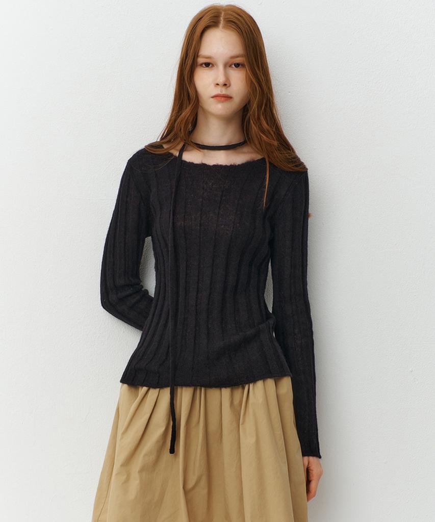 RAVEROUS String Boat Neck Knit_Black