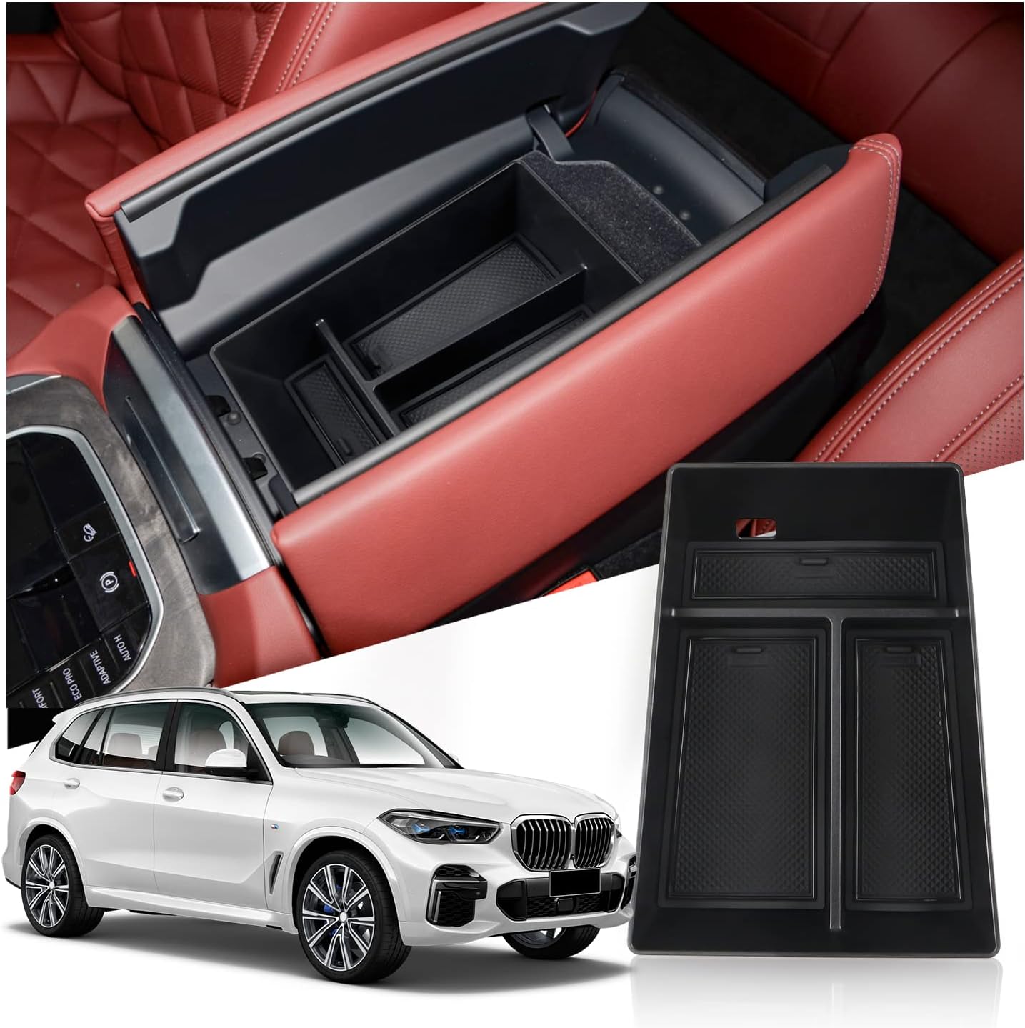 Kompatibel mit BMW X5 G05/ X7 G07 -, X6 G06 - Mittelkonsolen-Organizer, Konsolen-Organizer Mittelablage Aufbewahrung