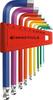 Set of Angled Hex Keys In Plastic Holder 9-Pc. 1.5-10Mm Ball End Rainbow Pb Swiss Tools