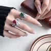 Schmuck Kupferboden Vergoldet Simulationsfarbe Schatz Korund Fett Quadrat Zweifarbiger Stein Temperament Ring Damen 8 * 8