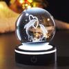 Glob de cristal cu delfin și inimă gravat cu laser 3D, lumină de noapte romantică cu LED, figurine animale marine, decor, lampă sferă de sticlă, cadouri