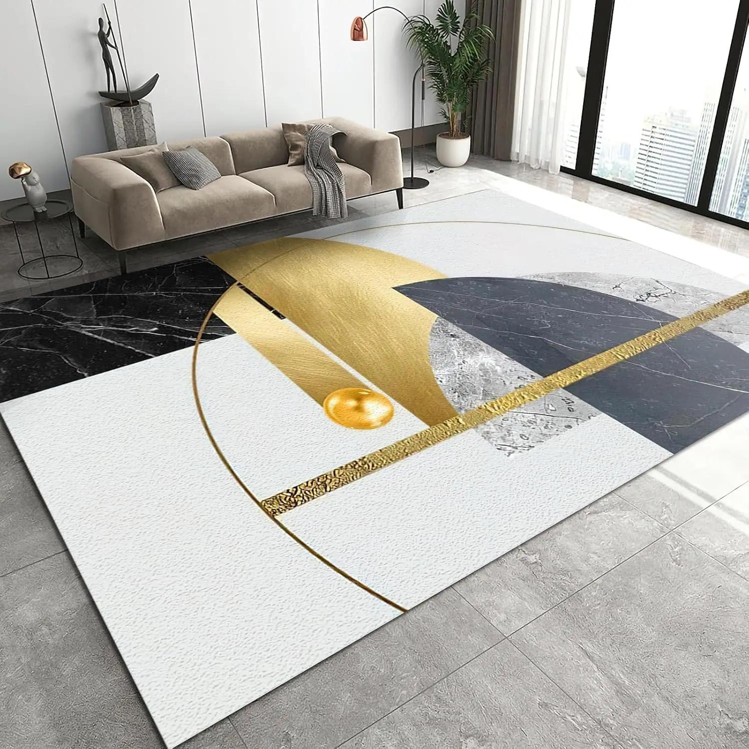 

Geometric Crystal Velvet Rug Modern Minimalist Light Luxury Carpet Non Slip Stain Resistant for Living Room Bedroom 60*90cm