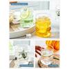 Leeseph 4Pcs Creative Glass Cups Coffee Mug Vintage Drinking Glasses Ribbed Glassware Aesthetic Cups with Straws Set