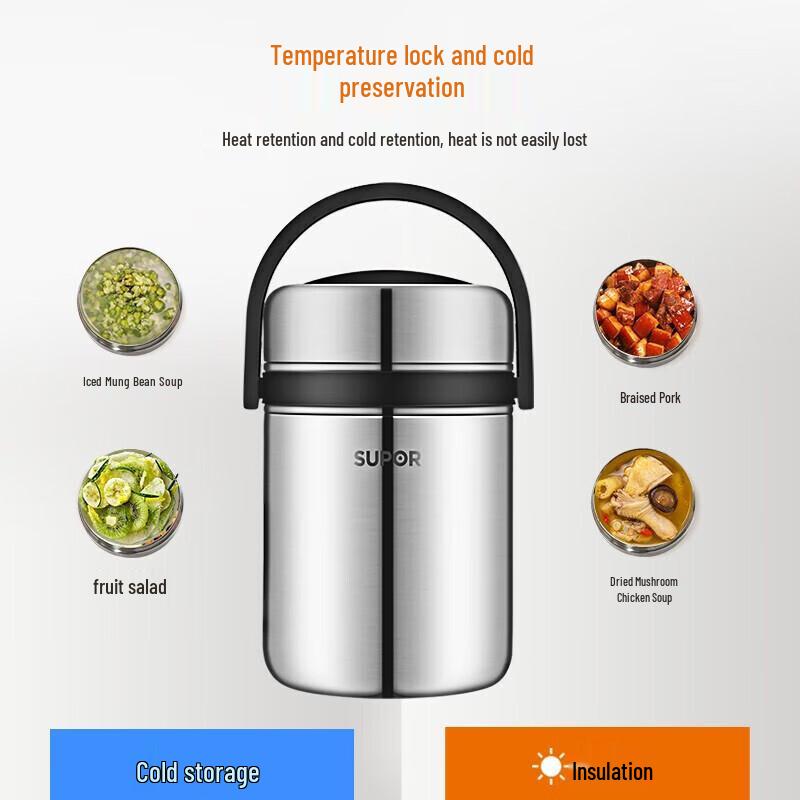 

SUPOR 304 Stainless Steel Multi-Layer Insulated Lunch Box