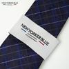 [New Yorker Blue] New Yorker Blue Windowpane Check Pattern Tie NB921084 Brown Free Size Business Suit Style Gift