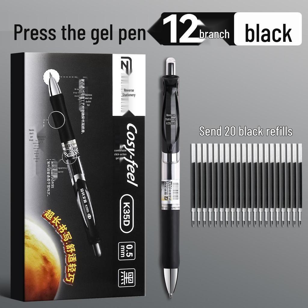 0,5mm Zatahovací gelové pero pro studenty - Černé, Červené, Modré - Ideální pro zkoušky a psaní