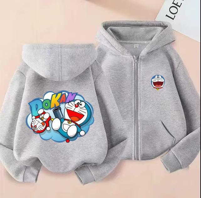 Doraemon POKAN Print Casual Loose Hoodie for Men, Women & Children - Spring/Autumn