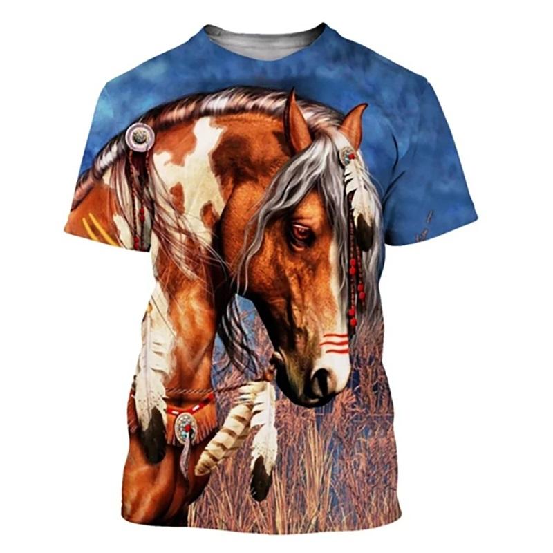 Fashion Love Horse Animal Pattern Tshirt For Men 3D Print Men's Harajuku O-Neck Short Sleeve Oversized Tee Shirts Tops