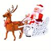 Electric Musical Animated Santa Claus Reindeer Sleigh Christmas Desktop Ornament Party Gifts For Children Xmas Decor