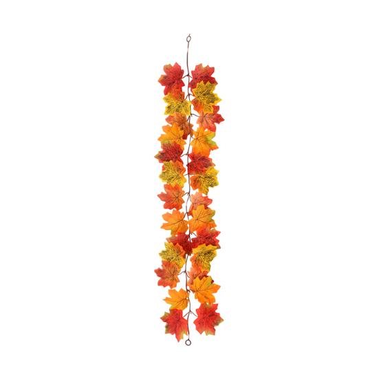 100/175CM Artificial Maple Leaf Garland UV Resistant Fall Halloween Thanksgiving Day Harvest Festival Autumn Mantle Porch Indoor Outdoor Decoration