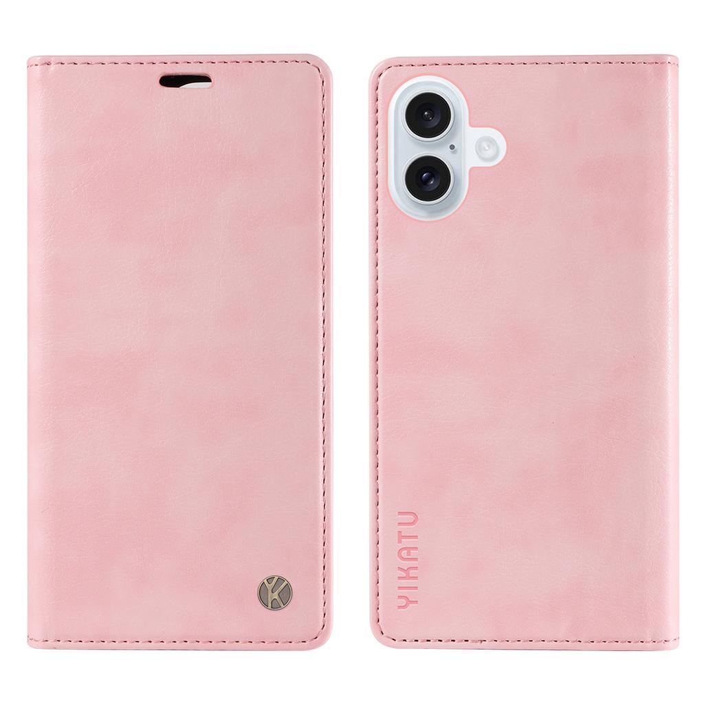 For iPhone 17 Wallet Case YIKATU YK-006 Magnetic Closure Leather Phone Cover Litchi Texture