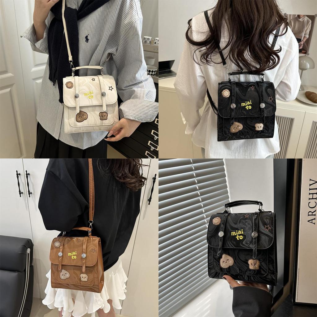 Letter Embroidery Handbag Female Vintage Tote Bag With Magnetic Closure For Daily Use