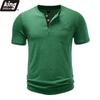 Men's Heathered Slub Cotton Henley T-Shirt - 3-Button Contrast Placket Chest Pocket Crew Neck Casual Slim Fit Daily Tops In Multiple Solid Colors