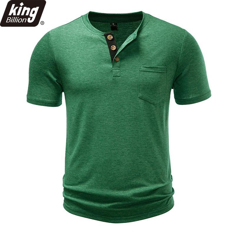 Men's Heathered Slub Cotton Henley T-Shirt - 3-Button Contrast Placket Chest Pocket Crew Neck Casual Slim Fit Daily Tops In Multiple Solid Colors