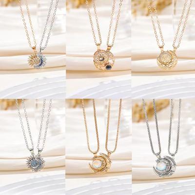 Hot-selling Magnetic Sun Moon Couple Necklace Fashion Versatile Premium Girlfriend Gift