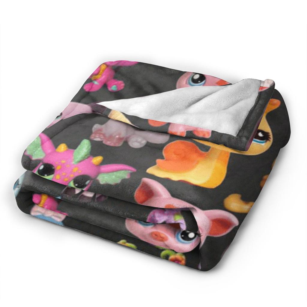 Warm Soft BlanketGirls Boys Travel Littlest Pet Shop Throw Blanket  Flannel Bedspread For Couch Chair Sofa Bed Novelty