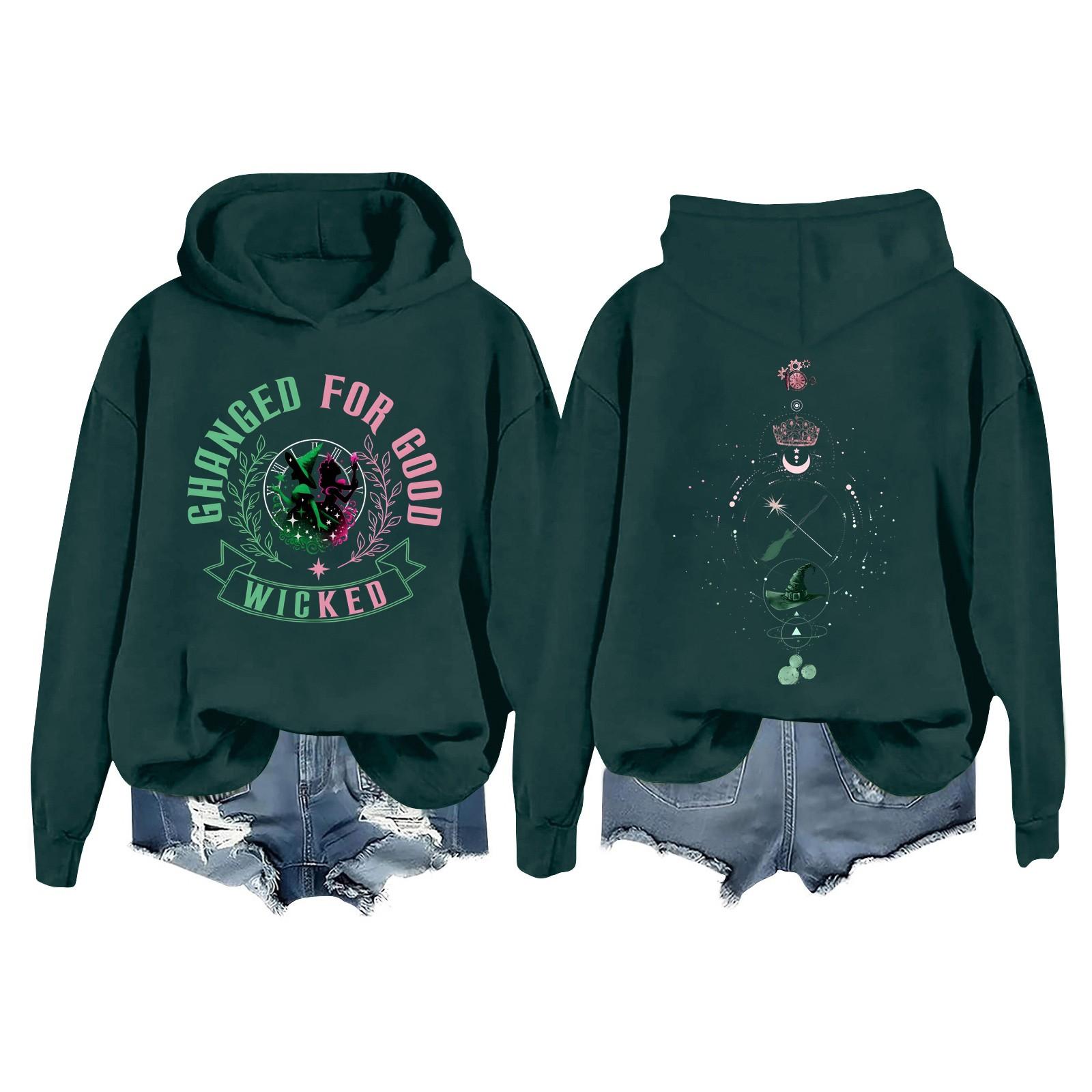 

Женская модная повседневная универсальная повседневная толстовка с капюшоном, повседневная толстовка с длинными рукавами и нашивками сверху XXXXL темно-зеленого