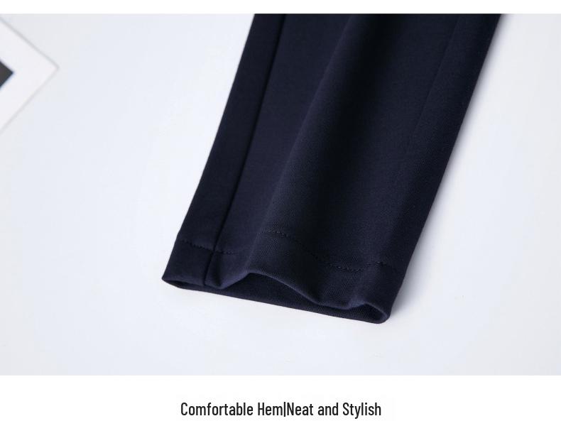 2024 Spring & Autumn Black Elastic High-Waisted Straight-Leg Pants for Women - Slimming, Versatile, Casual Fit for Middle-Aged Moms