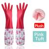 Clean Floral Gloves – Extra Long Rubber Dishwashing Gloves With Velvet For Women, Non- Kitchen/Car Wash/Pet Care (Heat Resistant & Stylish).