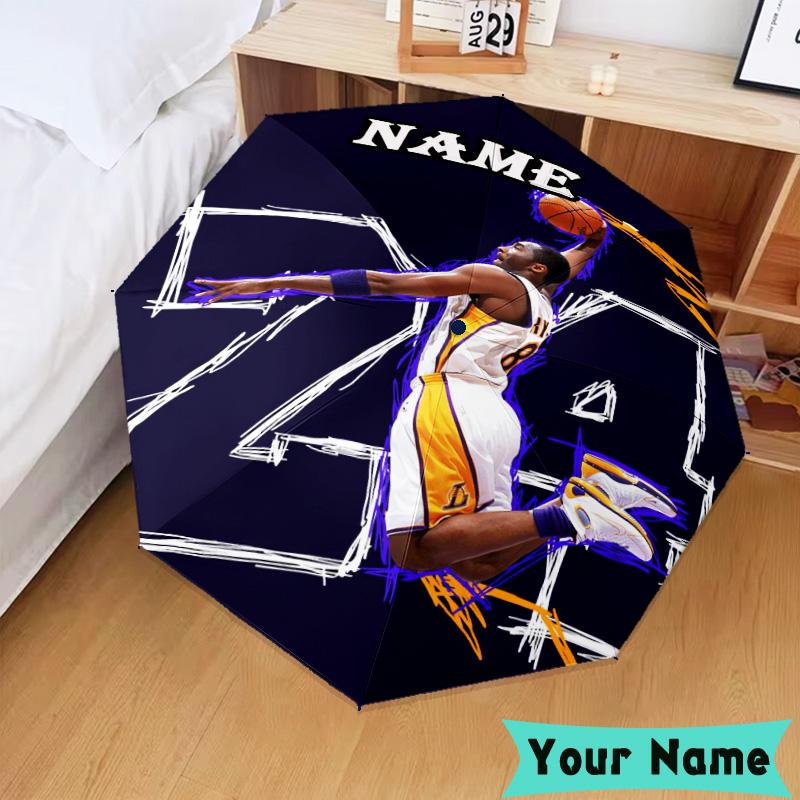 Custom Name Basketball Player Action Umbrella, Foldable Umbrella Suitable for Outdoor Shopping Travel Sports, Exquisite Gift for Family