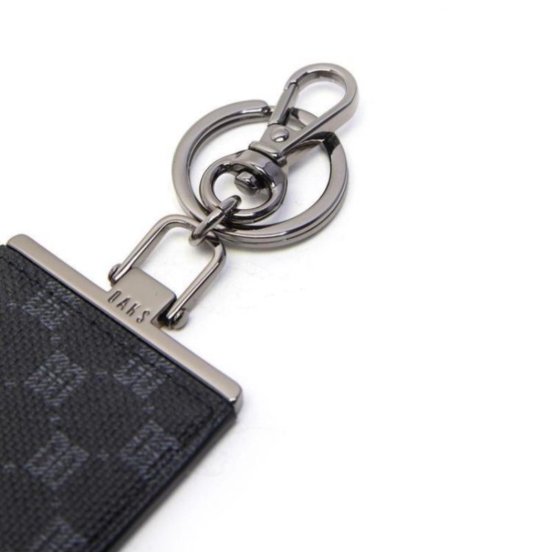 Daks Black Leather Dd Logo Keyring Dbho6e138bk