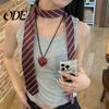 Belt Unisex Tie, Striped Print Necktie, Retro Style Adjustable Length Versatile Casual Accessory Dress Fashionable for Wear Everyday