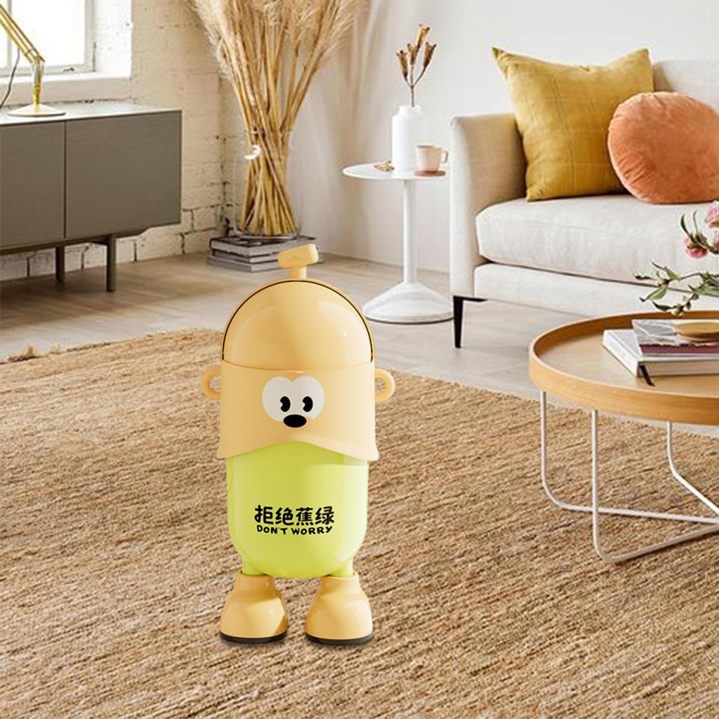 Trash Can Garbage Container Cute Waste Bin Standing Wastebasket with Flip Lid for Kitchen Study Room