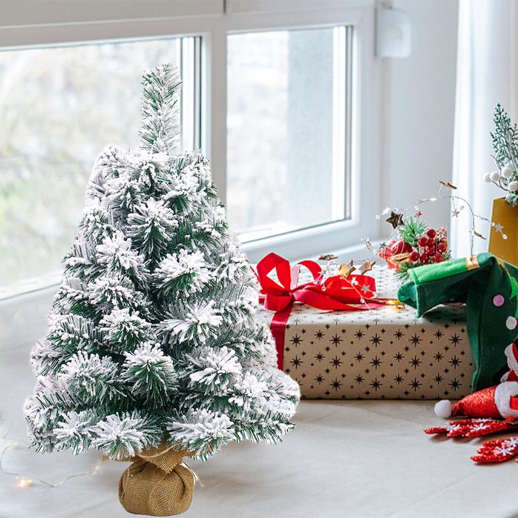 Mini Christmas Tree 17.7in High Lifelike Vivid Colors Snow Flocked Table Christmas Tree